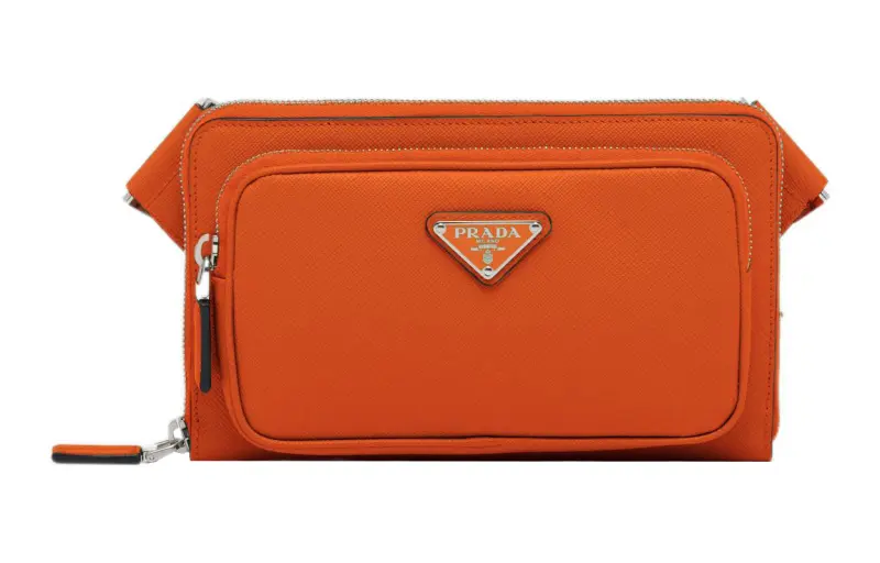 PRADA Saffiano Leather Crossbody Bag, Shoulder Bag Men's Papaya Orange