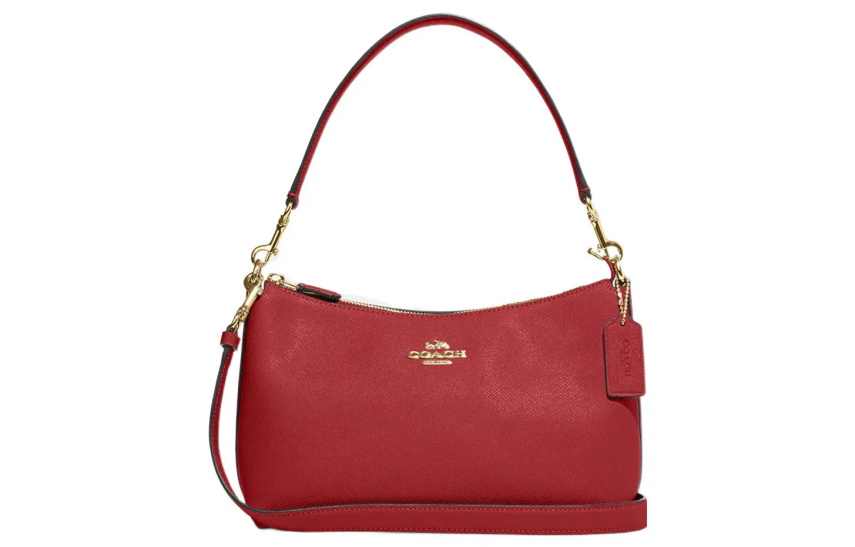 COACH Cow Leather Portable Crossbody Bag, Shoulder Bag Medium Women's Red