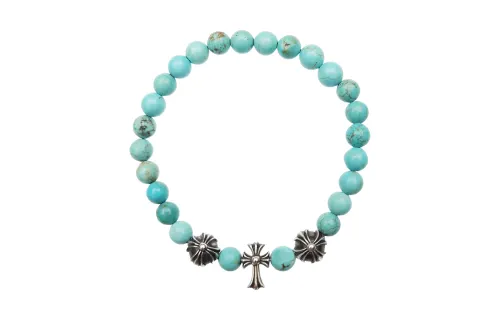 Chrome Hearts 925 Sterling Silver Beaded Bracelets Unisex Blue
