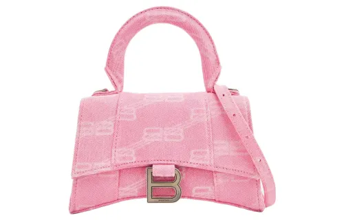 Balenciaga Hourglass Cotton With Denim Shoulder Bag, Crossbody Bag, Handbag Extra Small Women's Pink