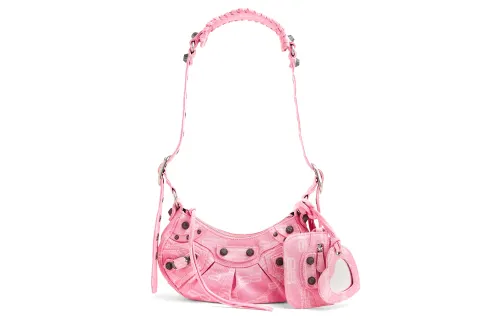 Balenciaga Le Cagole Cotton With Denim Crossbody Bag, Shoulder Bag Mini Women's Pink
