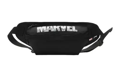 Li Ning MARVEL Collaboration Fabric Shoulder Bag, Crossbody Bag, Fanny Pack Regular Unisex Black