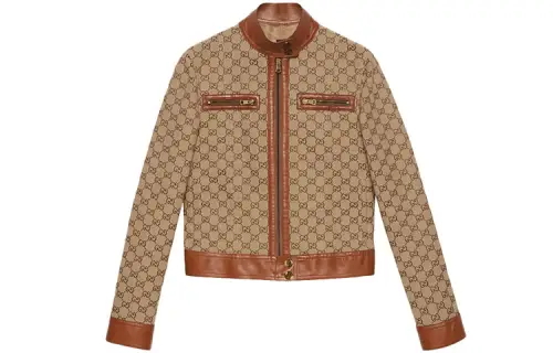 【Previous Season】GG-canvas leather-trim jacket