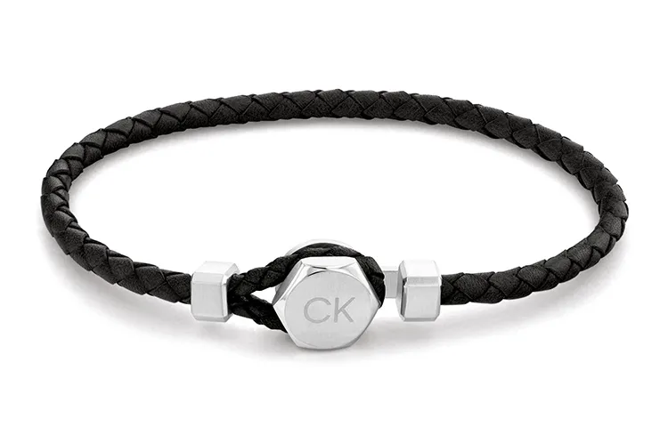 CALVIN KLEIN 316L Stainless Steel & Leather Niche, Trendy, Premium Aesthetic Versatile Wristband Men's