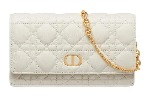 DIOR Caro Soft Cow Leather Clutch Women's Milk White