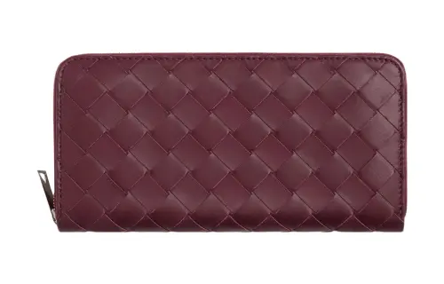 Bottega Veneta Cow Leather Wallet Men's Burgundy/Blue