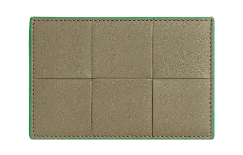 Bottega Veneta Lambskin With Calfskin Card Holder Men's Taupe/Parrot Green