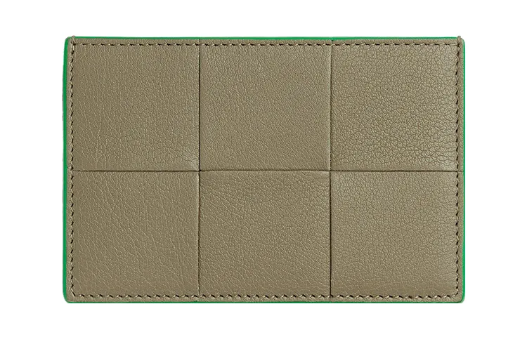Bottega Veneta Lambskin With Calfskin Card Holder Men's Taupe/Parrot Green