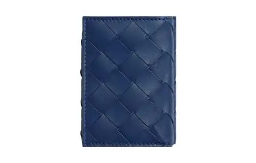 Bottega Veneta Cow Leather Card Holder Wallet Small Men's Blue
