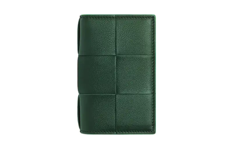 Bottega Veneta Grained Calfskin Wallet, Card Holder Men's Green