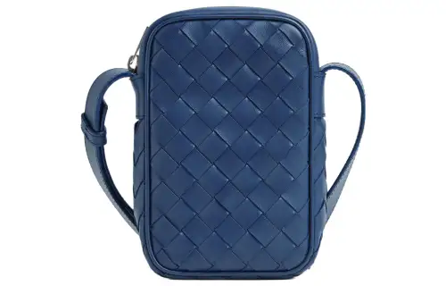 Bottega Veneta Calfskin Handbag, Shoulder Bag, Crossbody Bag Men's Dark Blue