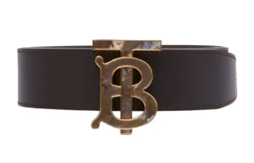 Burberry Cow Leather Belts Men's Black Width 4cm