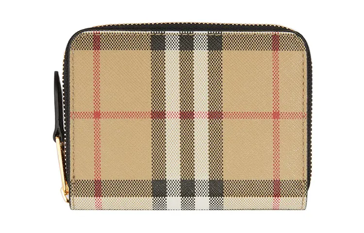 Burberry VINTAGE Leather Wallet Women's Beige