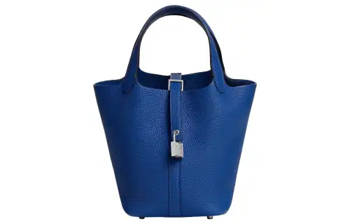 HERMES Picotin Lock Clemence Bullock Leather Basket Bag, Bucket Bag, Handbag 18 Women's O8 Bleu Royal Blue