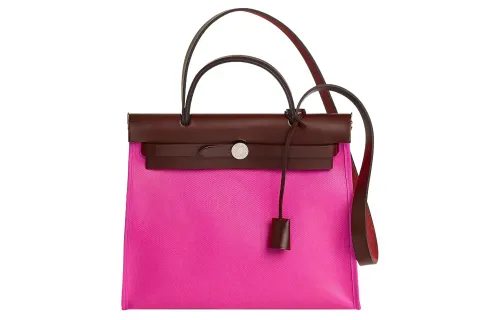 HERMES Herbag Zip H Berline Canvas And Hunter Cow Leather Shoulder Bag, Crossbody Bag, Handbag 31 Unisex