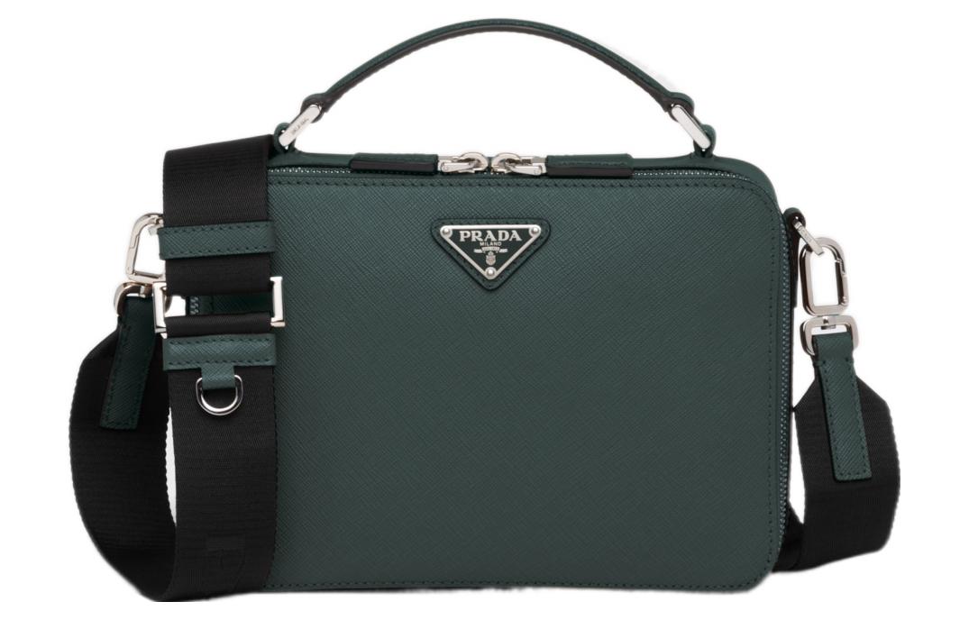PRADA Prada, removable straps, emerald green one-shoulder bag, men's style