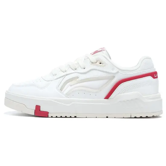 LINING Qingchao Skateboard Shoes Women's Low-Top White Red