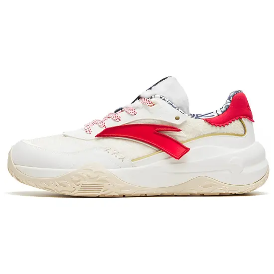 Anta Set Sail Cushioning Anti-Slip And Wear-Resistant Low-Top Sports Casual Shoes Women's White Red Good Things Happen