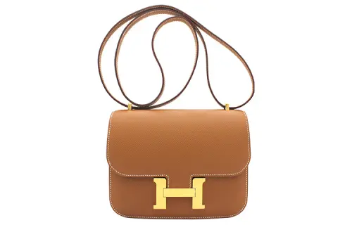 HERMES Constance Epsom Leather Crossbody Bag, Shoulder Bag 19 Women's 37 Gold