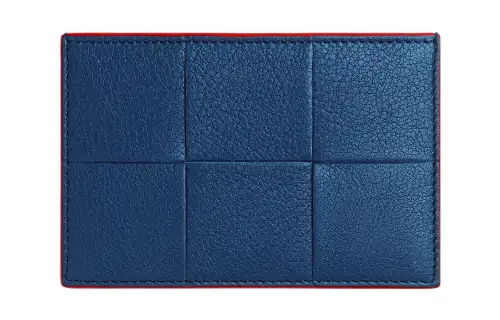 Bottega Veneta Lambskin With Calfskin Wallet, Card Holder Men's Blue