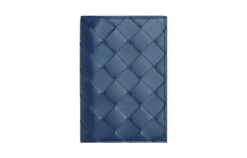 Bottega Veneta Cow Leather Wallet, Card Holder Men's Dark Blue