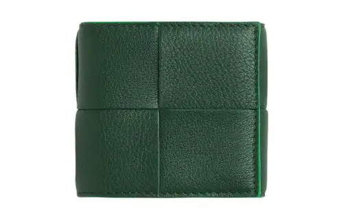 Bottega Veneta Lambskin With Calfskin Coin Purse Wallet Men's Green