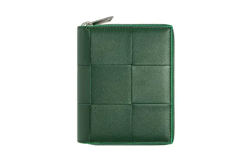 Bottega Veneta Calfskin With Lambskin Card Holder, Wallet Men's Green