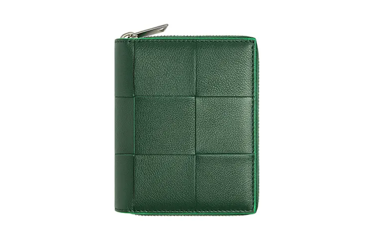 Bottega Veneta Calfskin With Lambskin Card Holder, Wallet Men's Green