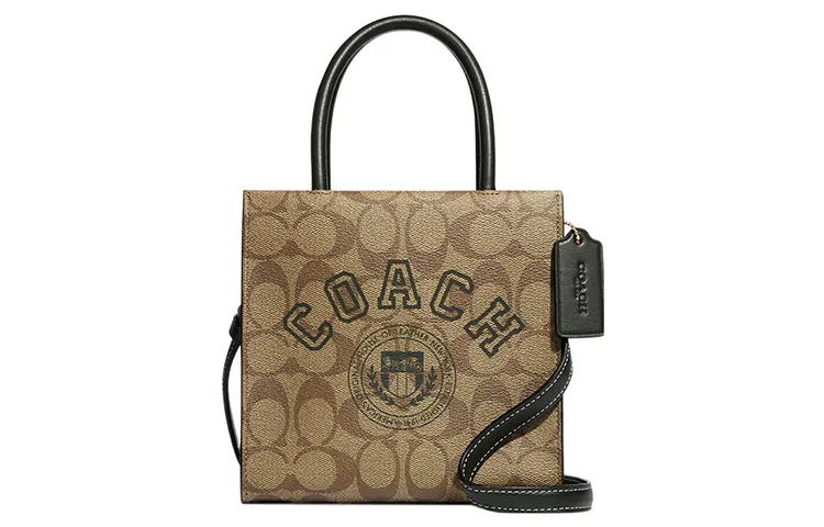 COACH Cally Coated Canvas With Leather Handbag Mini Women's Khaki