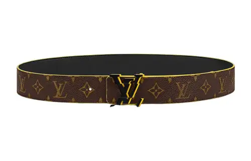 LOUIS VUITTON Monogram Cow Leather Belts Men's Brown Width 4cm