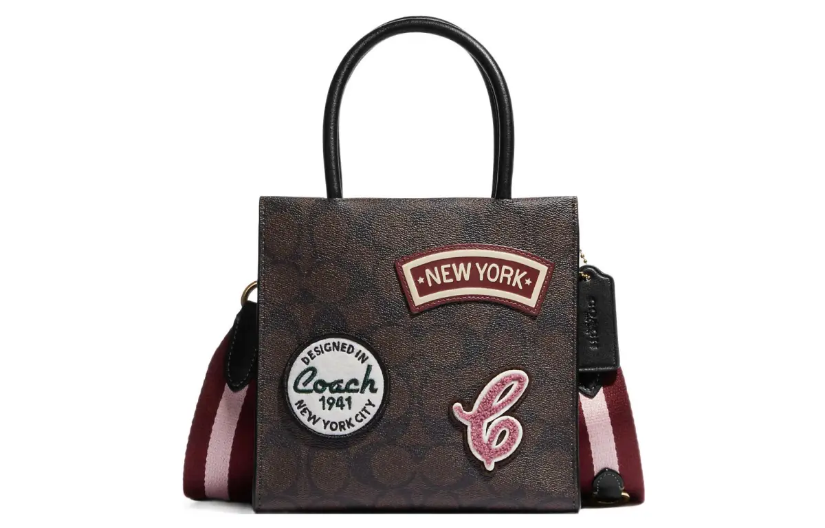COACH Cally Coated Canvas With Leather Handbag, Shoulder Bag, Crossbody Bag Mini Women's Dark Brown