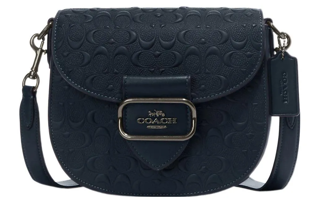 COACH Cow Leather Saddle Bag, Shoulder Bag, Crossbody Bag Small Women's Midnight Marine Blue