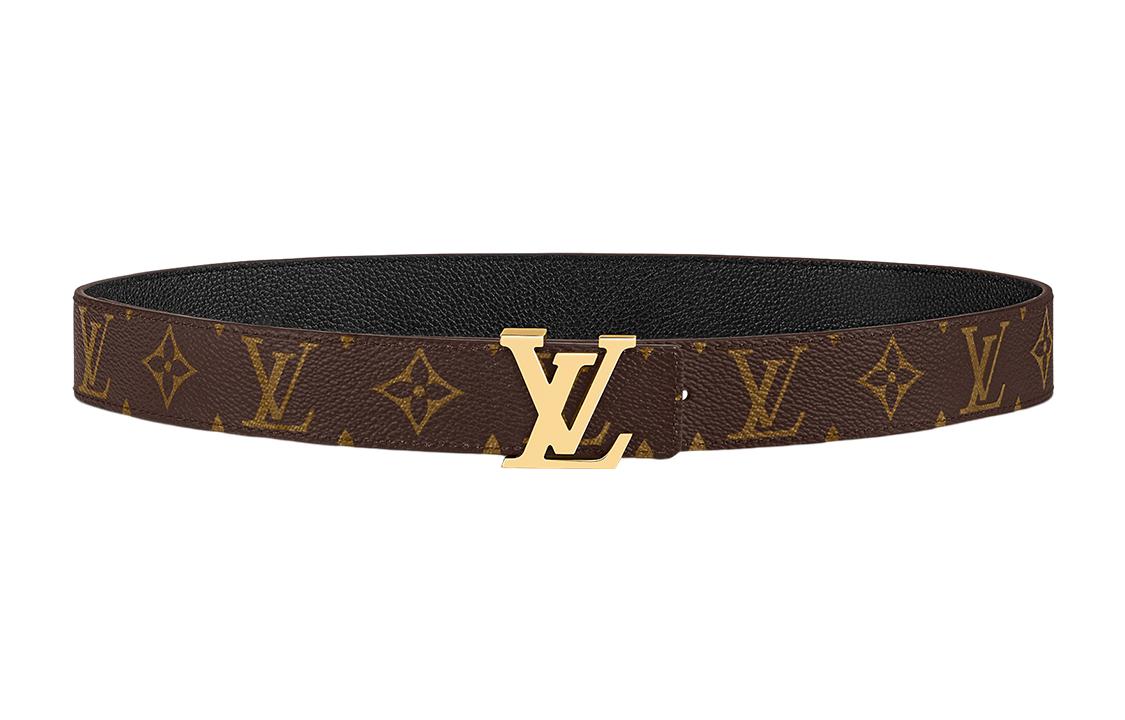 Женский ремень Louis Vuitton Initiales Logo (коричнево-черный)
