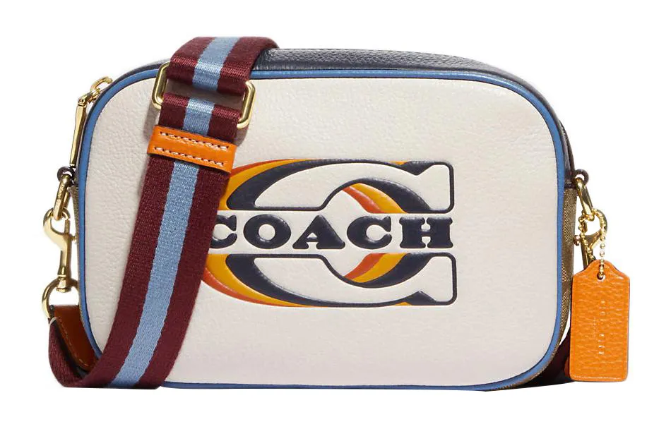 COACH Jamie Signature Coated Canvas With Refined Pebbled Leather Camera Bag, Shoulder Bag, Crossbody Bag Small Women's