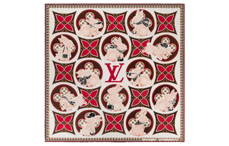 LOUIS VUITTON Precious Rabbit Scarves Women's Red