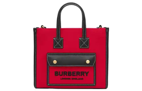 Burberry Freya Adjustable Strap Cotton With Calfskin Tote Bag, Shopping Bag, Shoulder Bag, Crossbody Bag, Handbag Mini