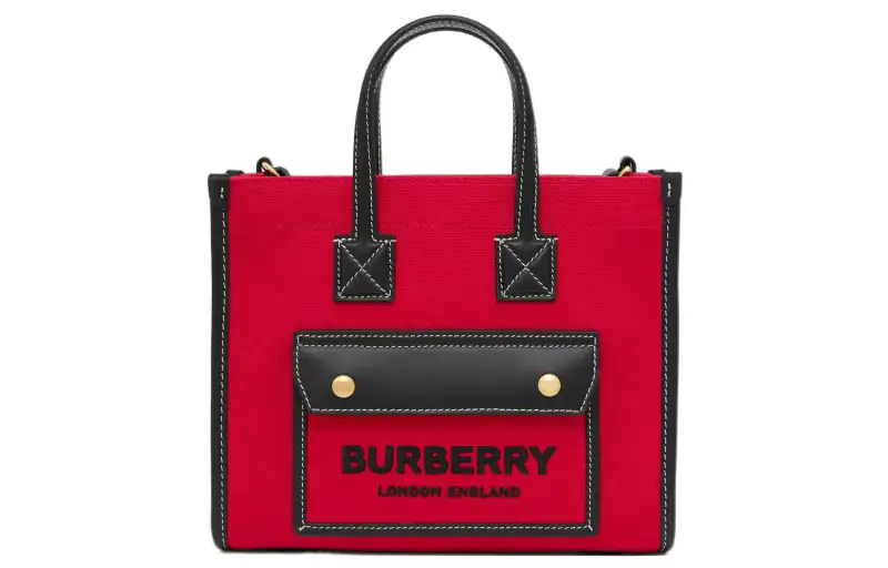 Burberry Freya Adjustable Strap Cotton With Calfskin Tote Bag, Shopping Bag, Shoulder Bag, Crossbody Bag, Handbag Mini