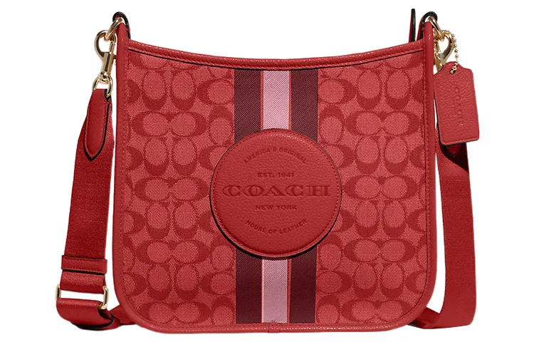 COACH Dempsey Iconic Jacquard With Refined Pebbled Leather Document Bags, Shoulder Bag, Crossbody Bag Large Women's