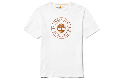 Timberland T Shirts Men's White Crew Neck Moderate Straight Fit