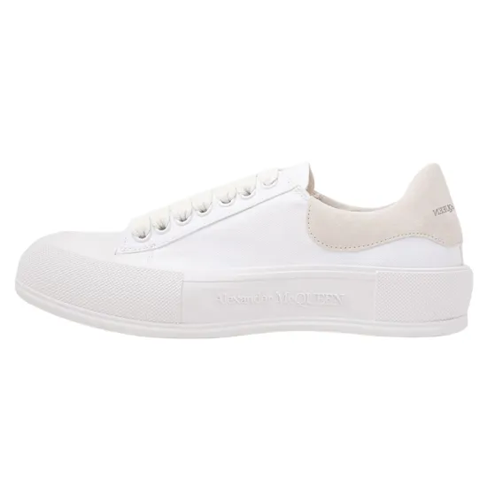 Alexander McQueen Deck Plimsoll Lace Up Trainers 'White Beige'