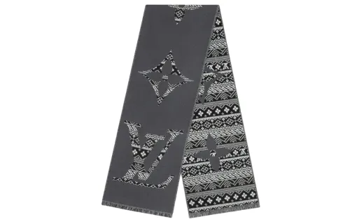 LOUIS VUITTON MNG Wool Knit Scarves Men's Gray