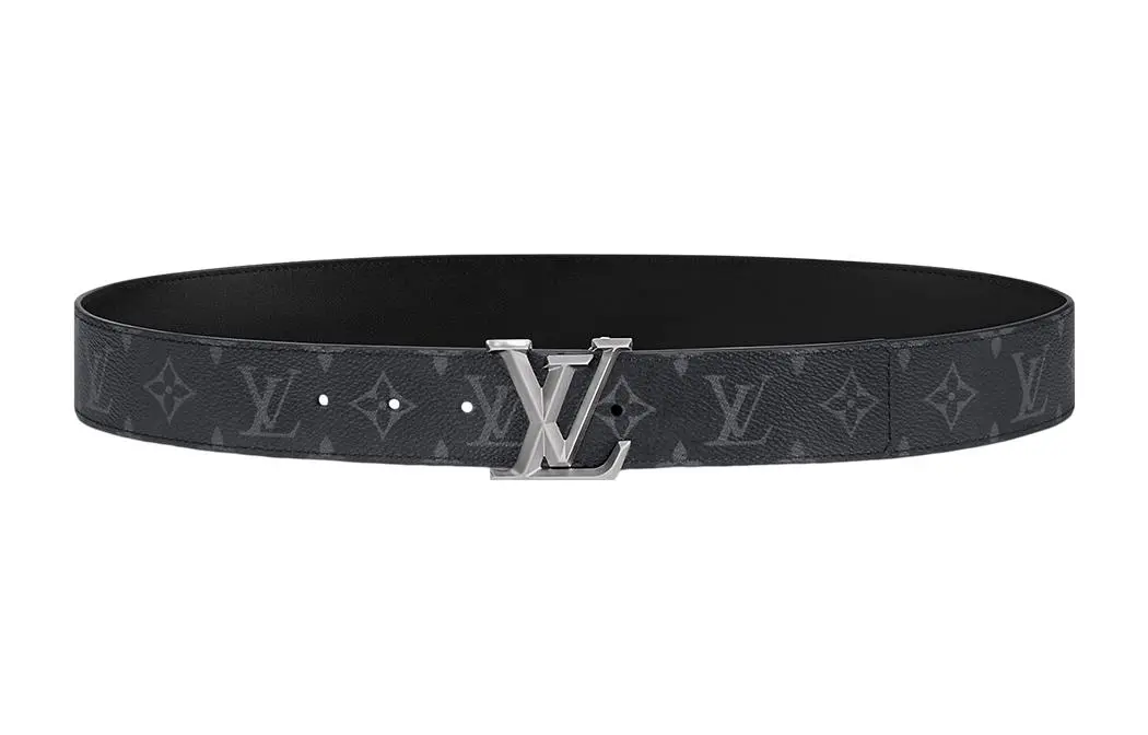 LOUIS VUITTON Pyramide Canvas, Cow Leather Belts Men's Black Width 4cm