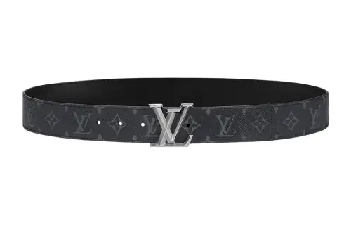 LOUIS VUITTON Pyramide Canvas, Cow Leather Belts Men's Black Width 4cm