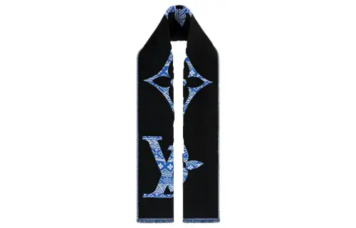 LOUIS VUITTON MNG Knit Scarves Unisex Black/Blue