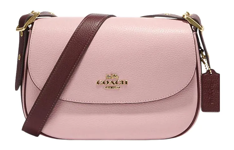 COACH Macie Pebbled Leather Saddle Bag, Shoulder Bag, Crossbody Bag Medium Women's Pink