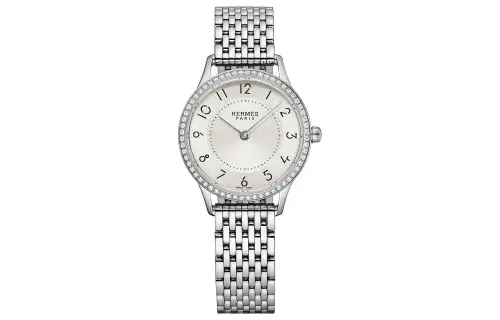 HERMES Wrist Watches Quartz Movement Steel Strap Silver Dial Women's 30m Water Resistant W041743WW00