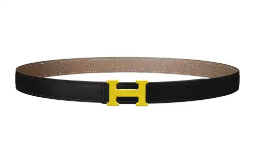 HERMES Cow Leather Belts Women's Black Width 2.4cm
