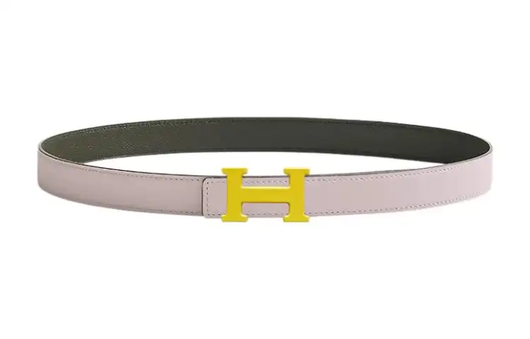 HERMES Constance Cow Leather Belts Women's Light Purple/Gray Green Width 2.4cm