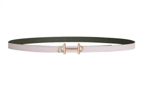 HERMES Gamma Cow Leather Belts Women's Pink Width 1.3cm