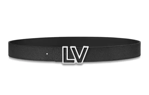 LOUIS VUITTON OUTLINE Cow Leather, Leather Belts Men's Black Width 3.5cm